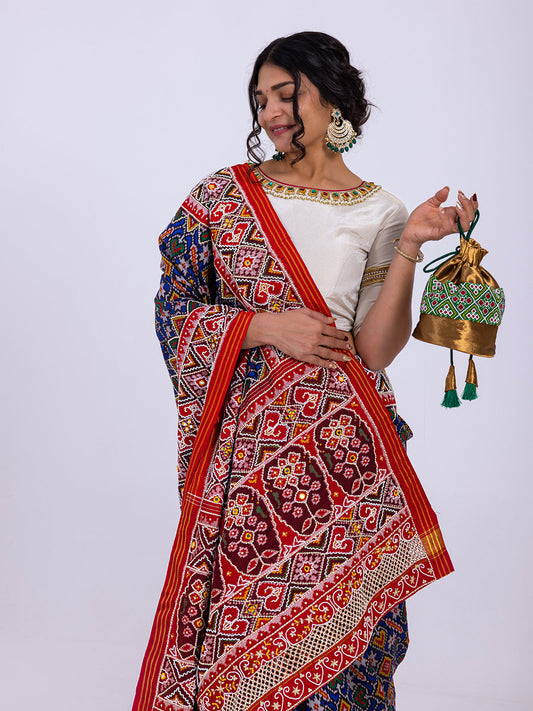 Patola Saree with Handwork Detail Readymade Blouse