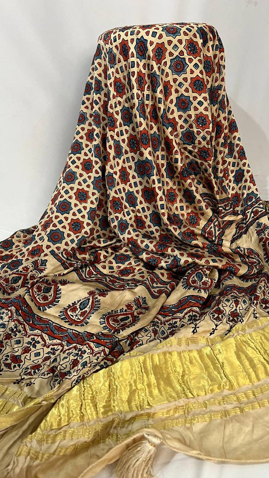 Cream Ajrakh Duppata