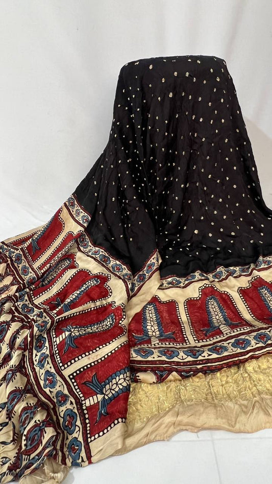 Black Ajrakh Duppata