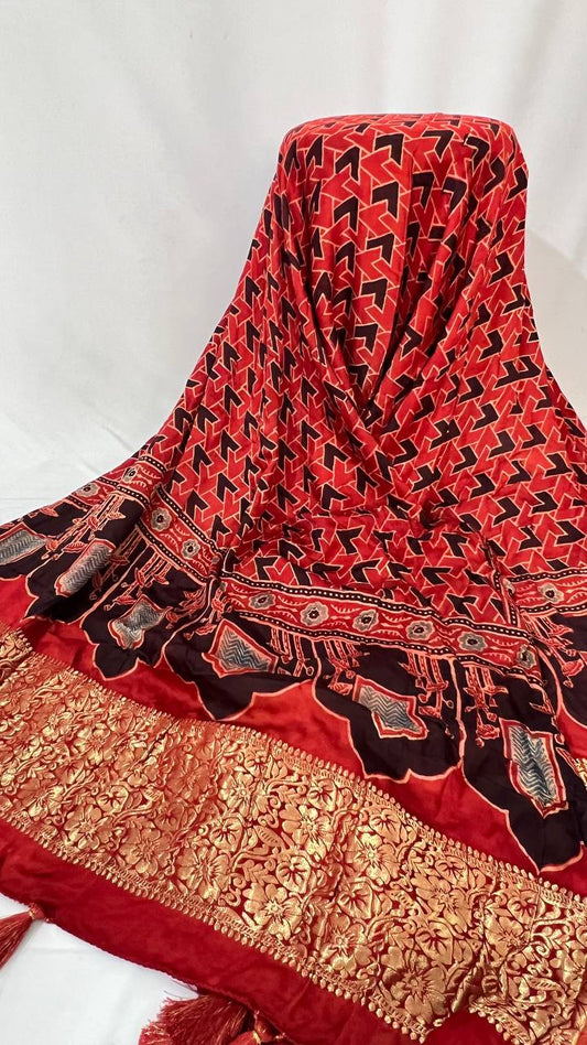 Red Ajrakh Duppata