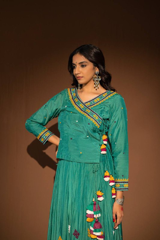 Rama Green Aari Work Lehenga-Choli