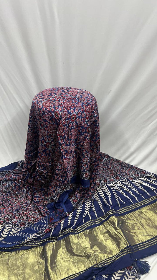 Blue Ajrakh Duppata
