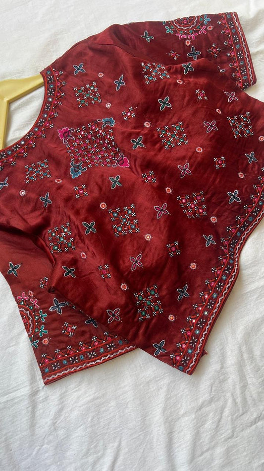 Maroon kutchi blouse