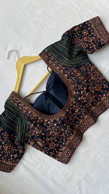 Navy blue kutchi blouse