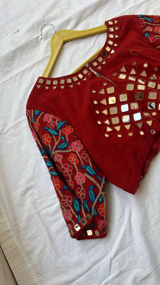 Maroon Aari-work Blouse