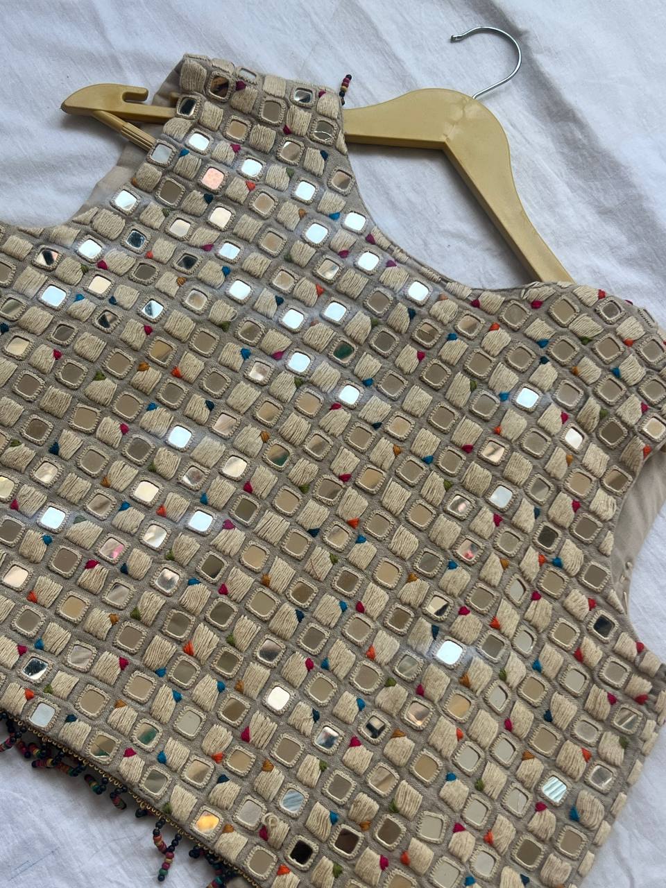 Cream mirror navratri jacket