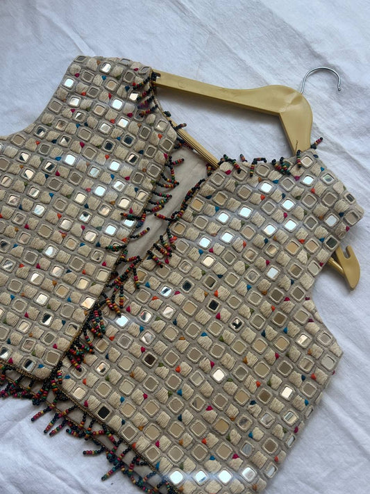 Cream mirror navratri jacket