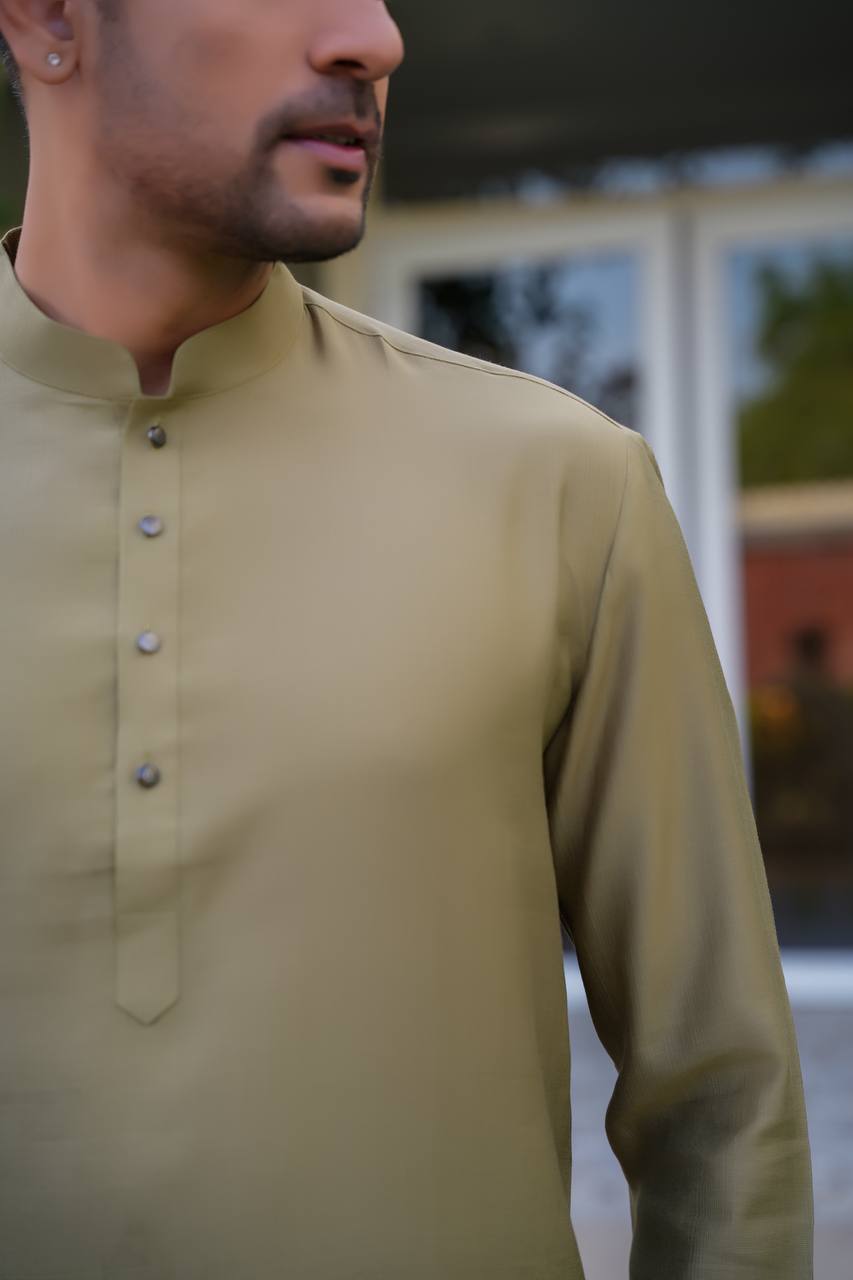 Mehndi Green kurta-set For Men