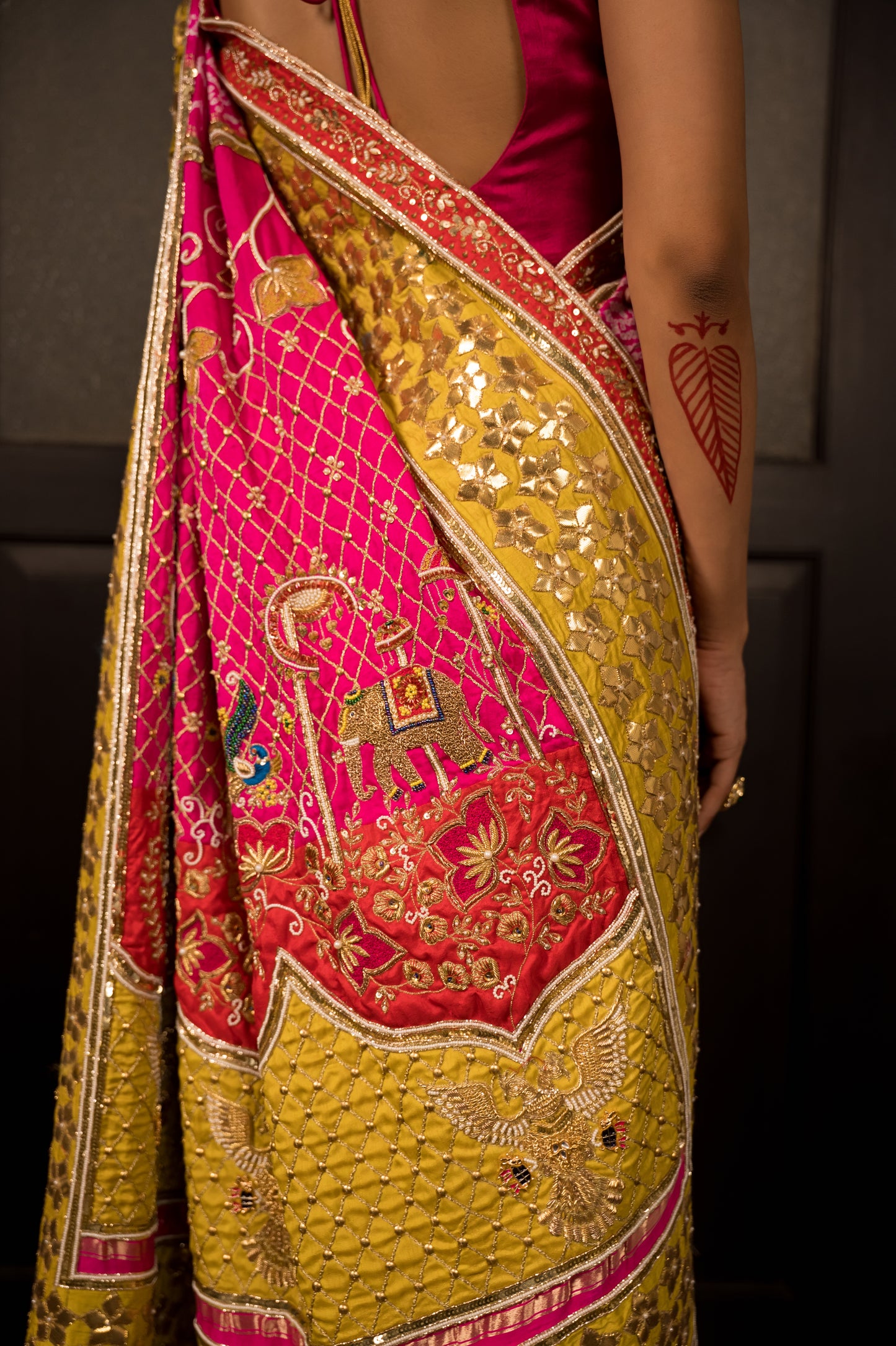 Pink Bandhani Saree