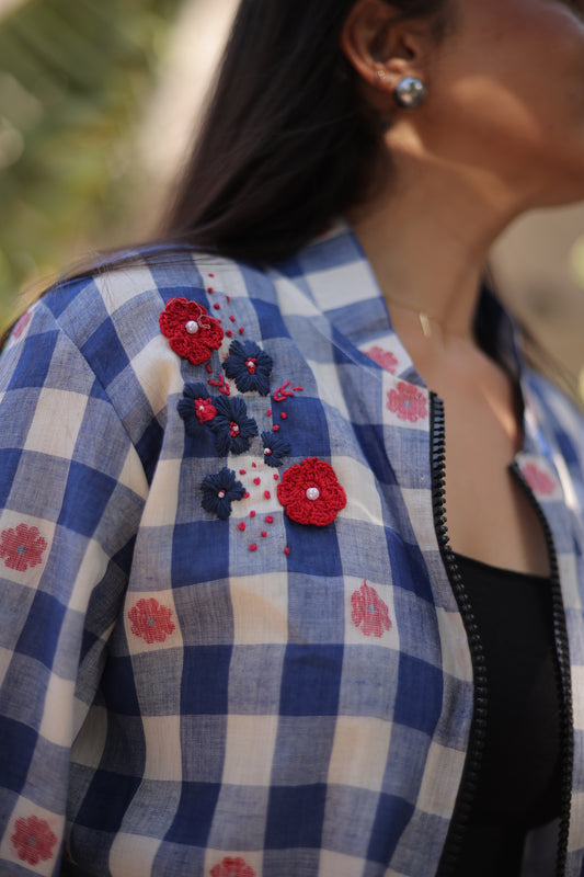 Blue Jamdani Jacket