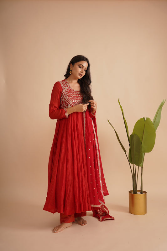 Red Anarkali Drees