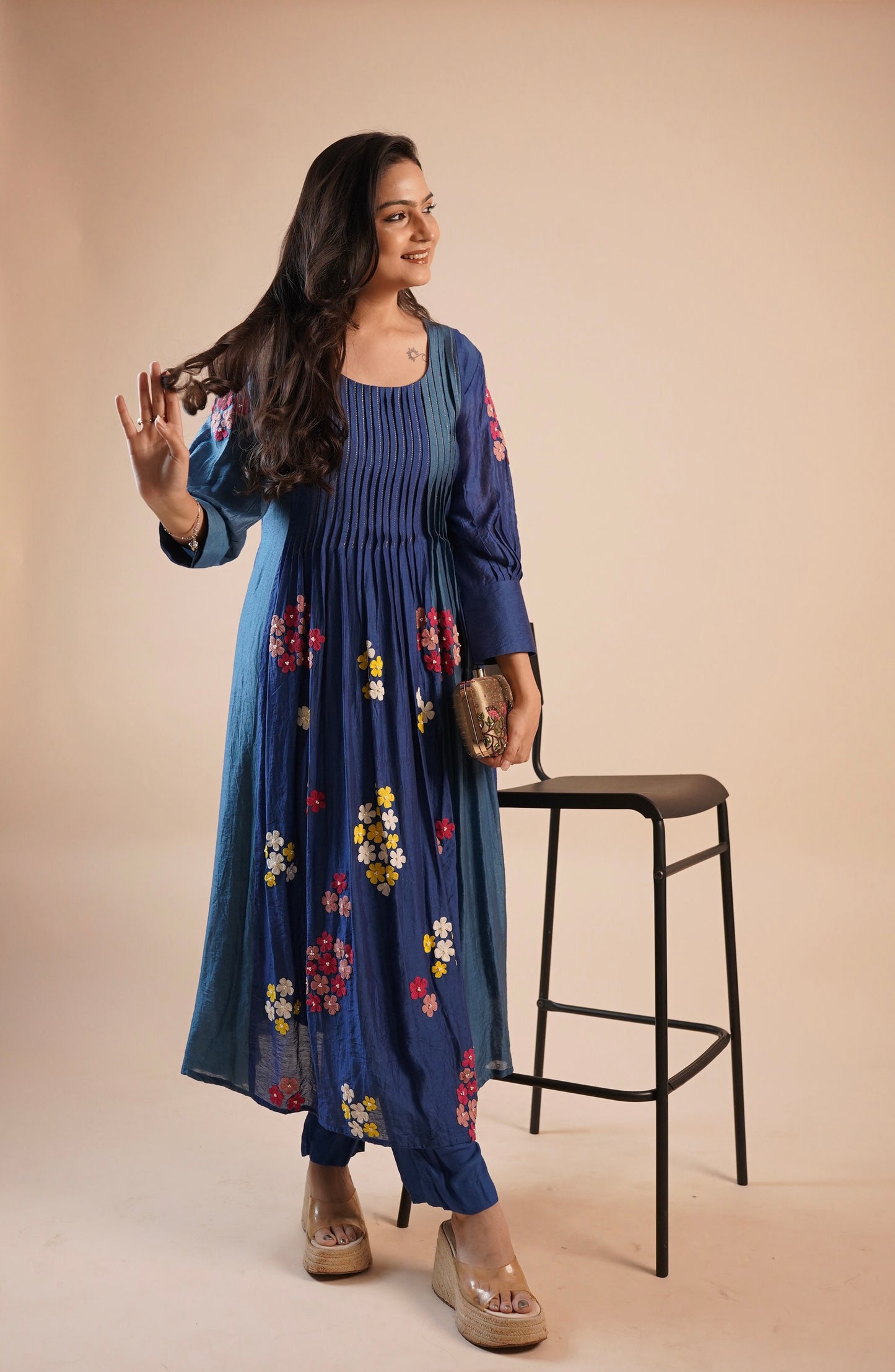 Prakriti Blue Chanderi Silk Kurta set