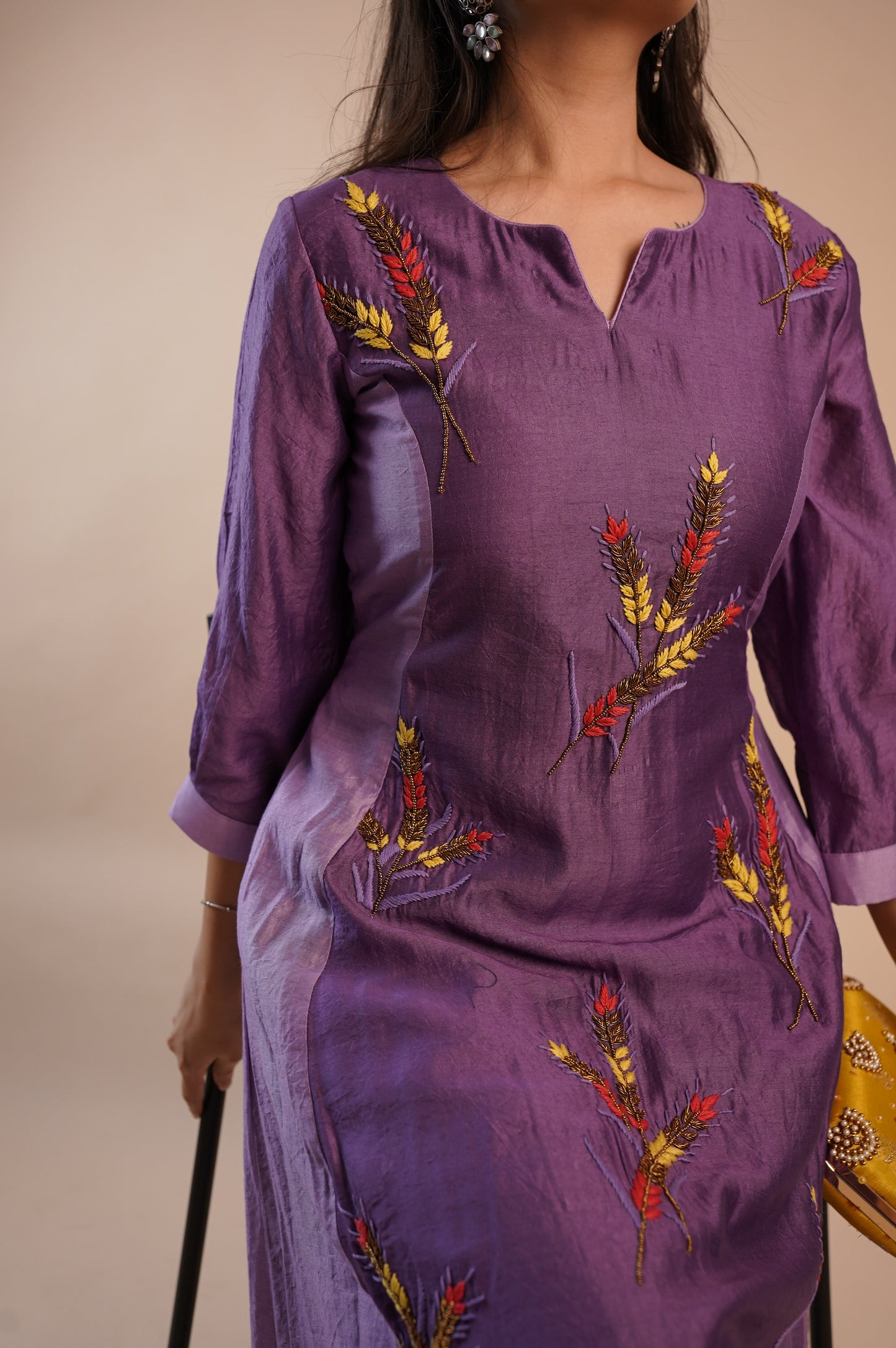 Prakriti Purple Chanderi Silk Kurti Set