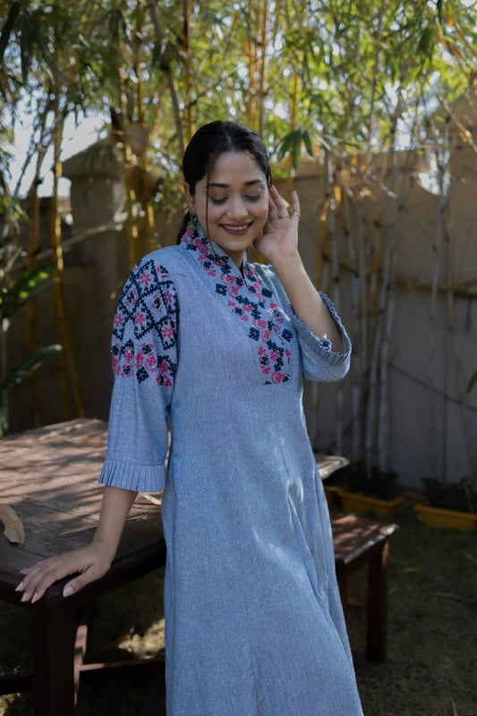 Blue Denim Kurti-Set