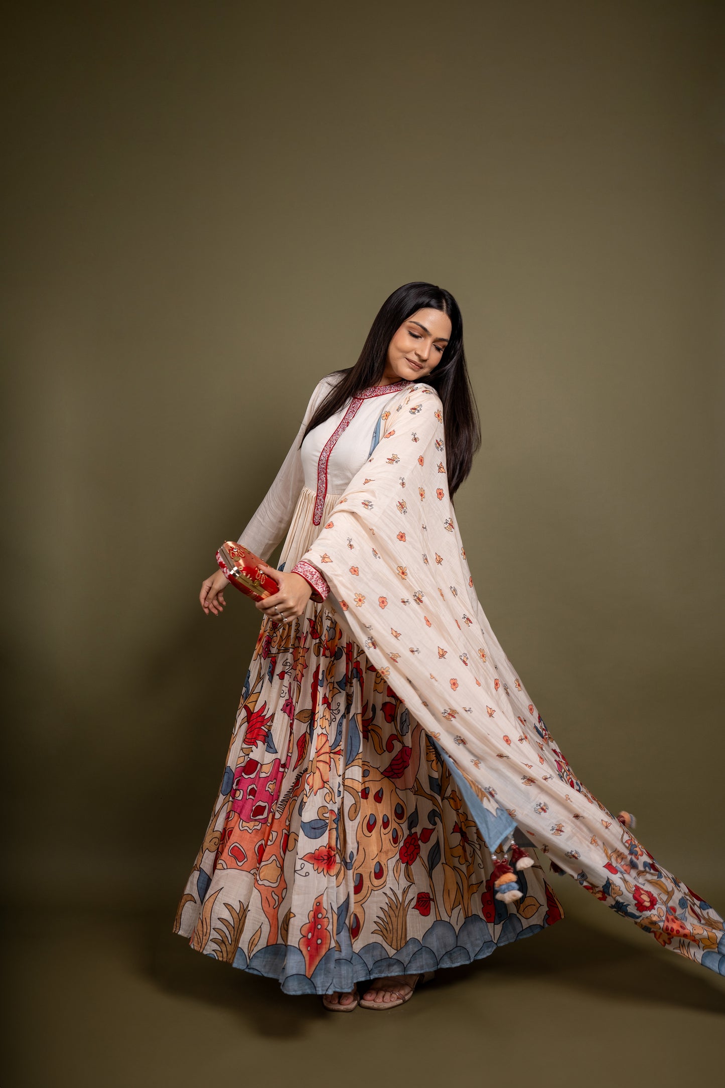 Kalamkari Printed Anarkali Dress