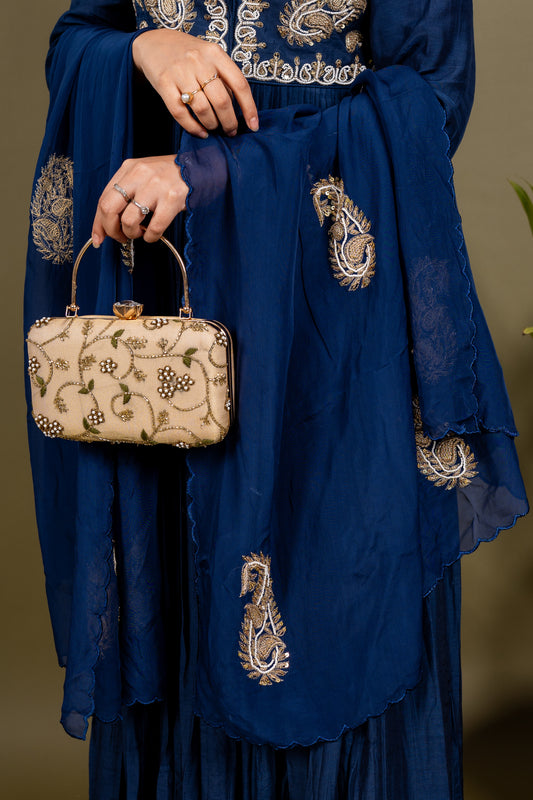Navy Blue Anarkali Dress with Jacket