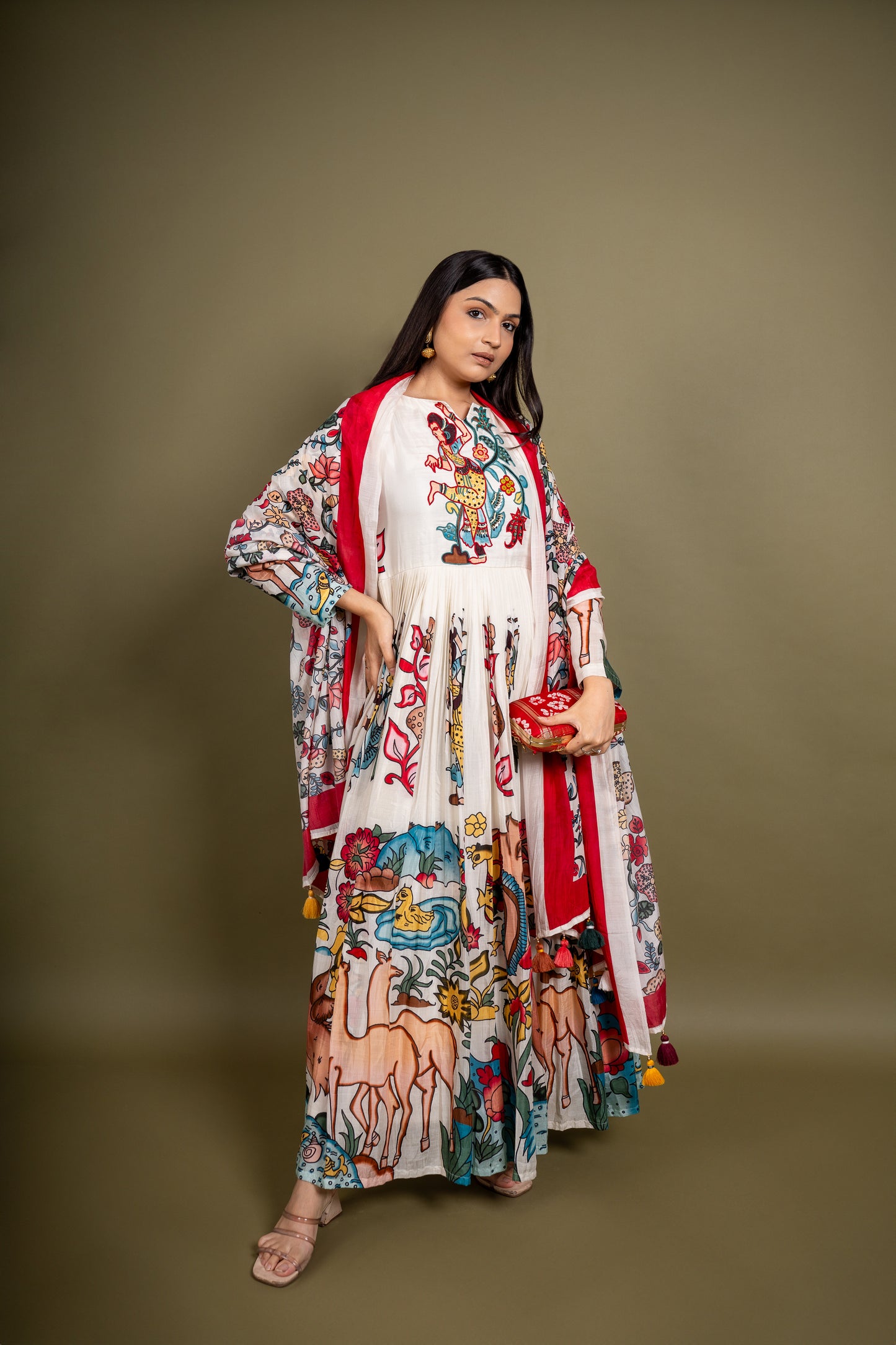Kalamkari multicolor Printed Anarkali dress