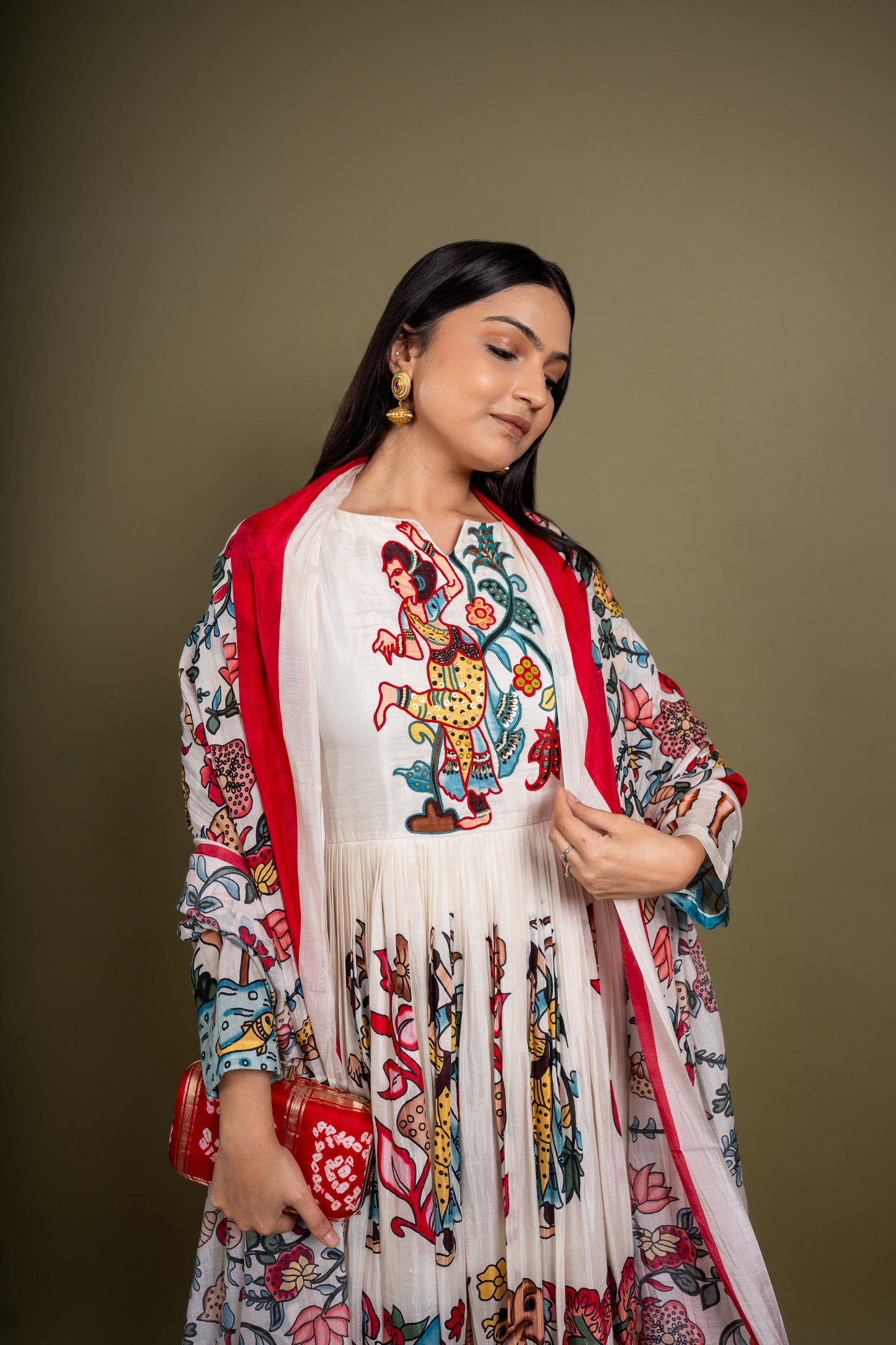 Kalamkari multicolor Printed Anarkali dress