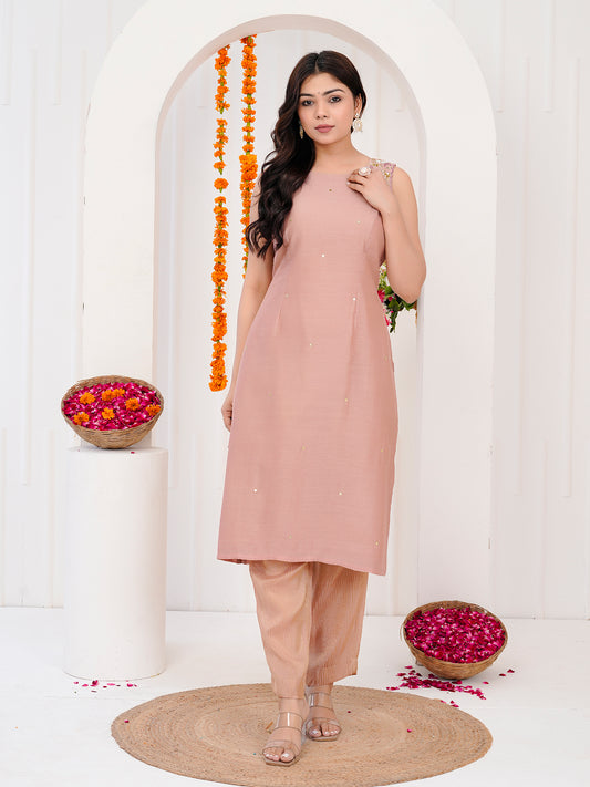 Peach Kurti-Set