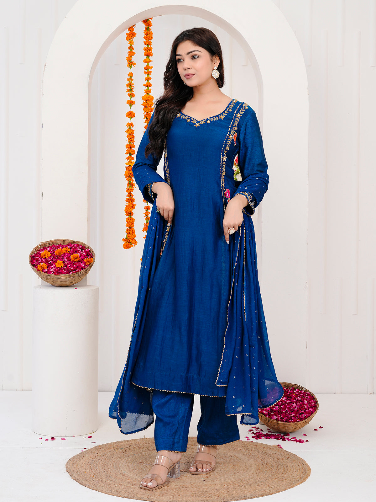 Blue kurti-set with duppata