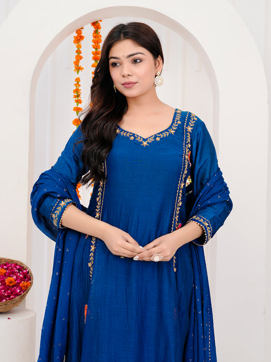 Blue kurti-set with duppata