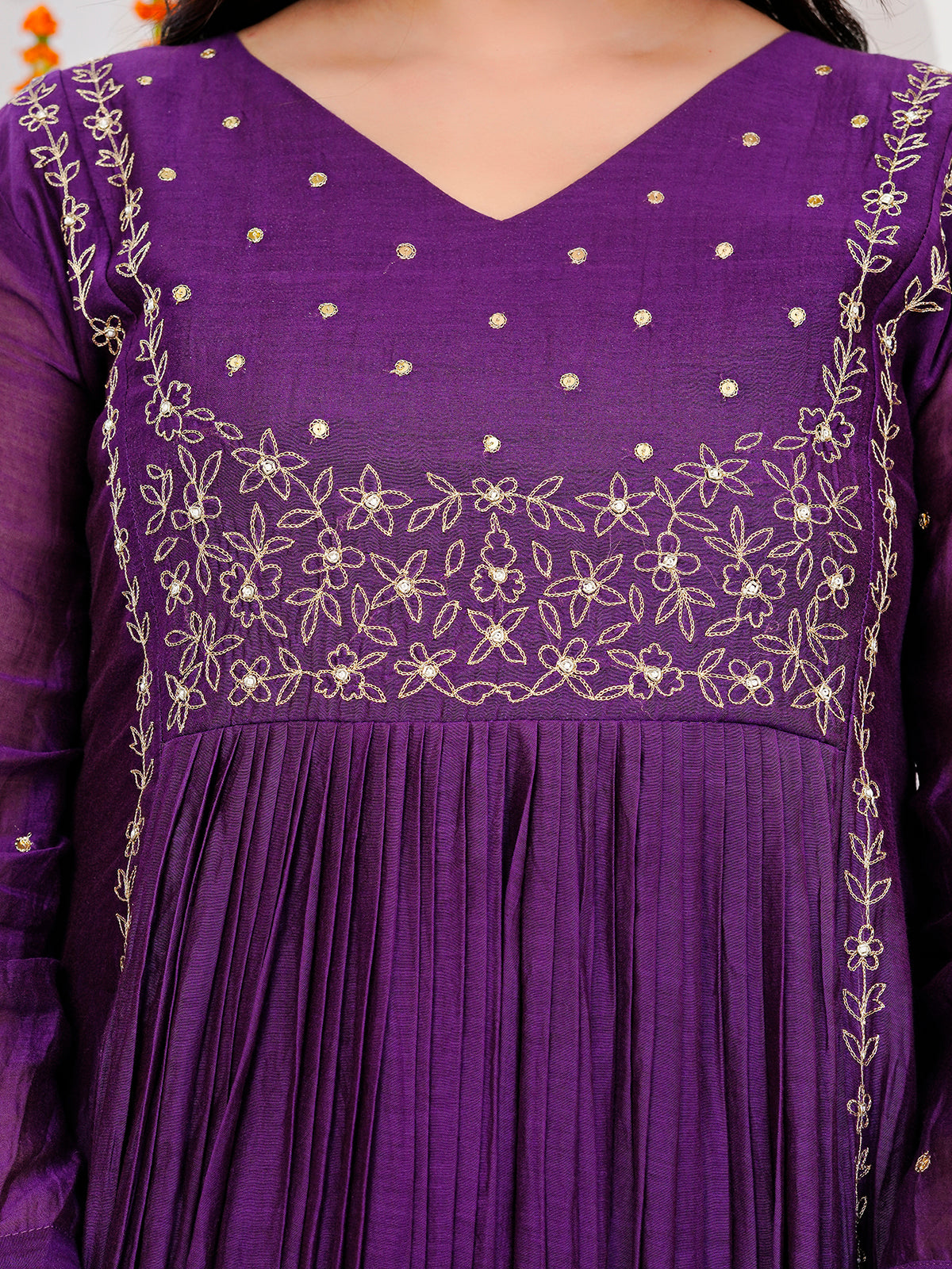 Purple kurti-set with Duppata