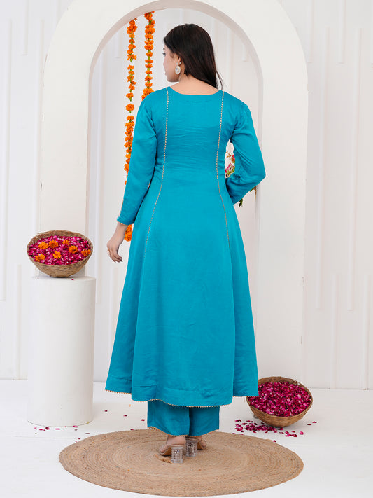 Sky Blue Kurti-Set With Duppata