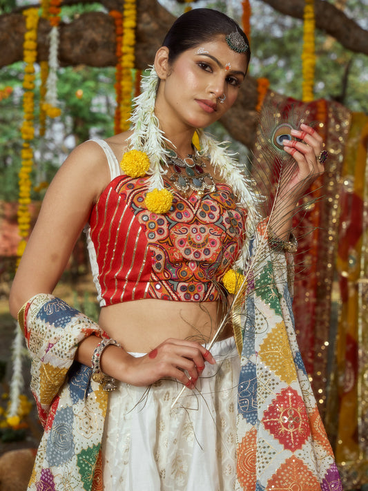 Orange Patchwork Blouse