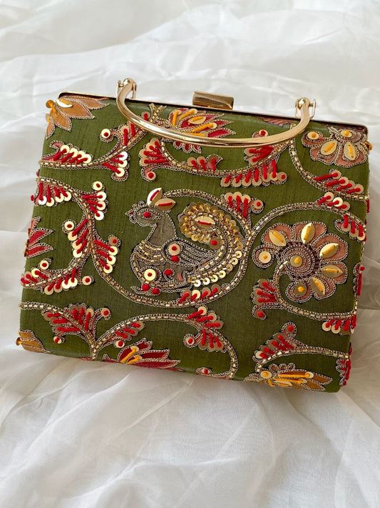 Mehndi green clutch