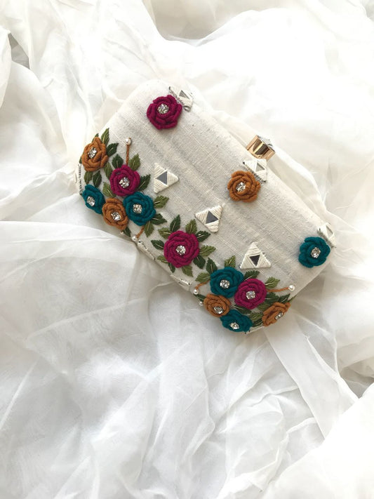 White floral clutch