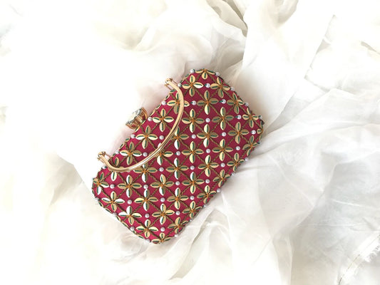 Pink Floral Clutch