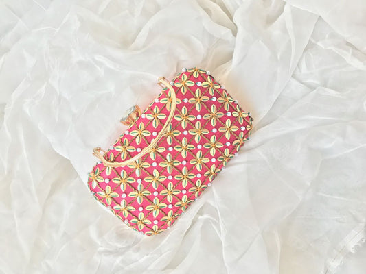 Pink Floral Clutch