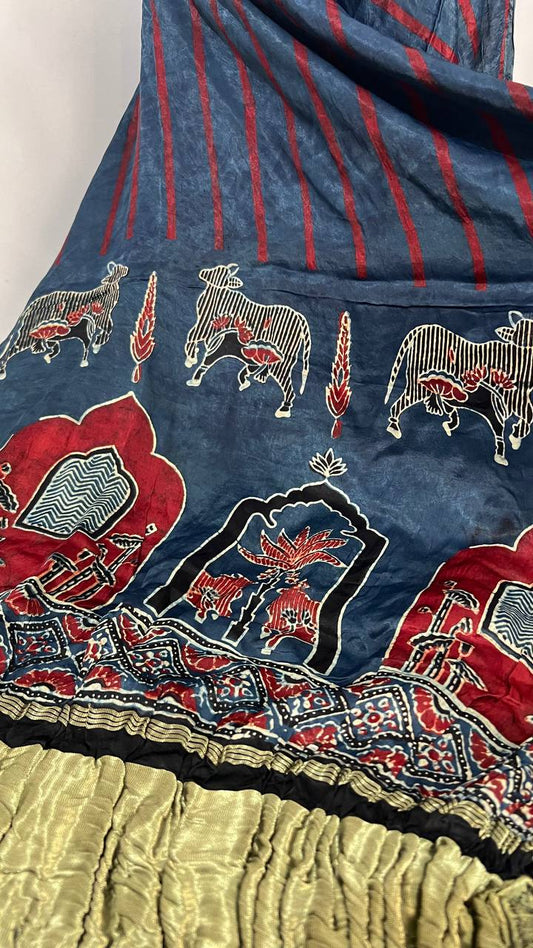 Blue Hand-Print Duppata