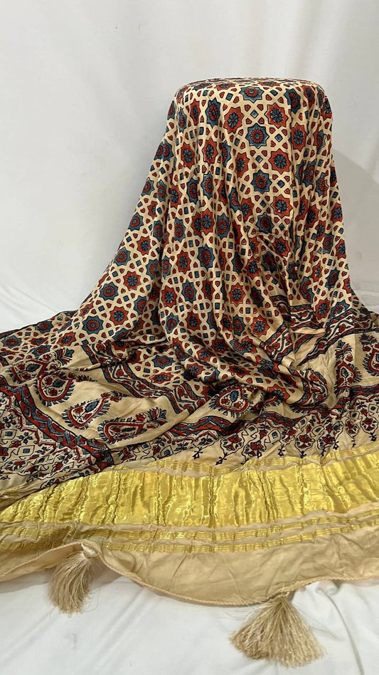 Cream Ajrakh Duppata