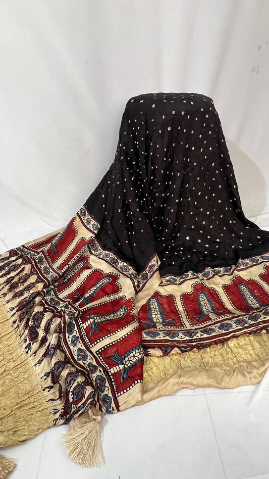Black Ajrakh Duppata