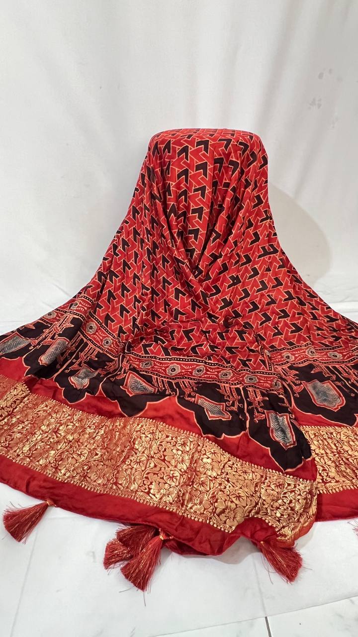 Red Ajrakh Duppata