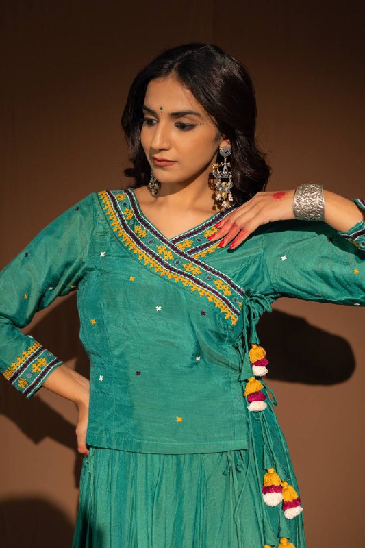 Rama Green Aari Work Lehenga-Choli