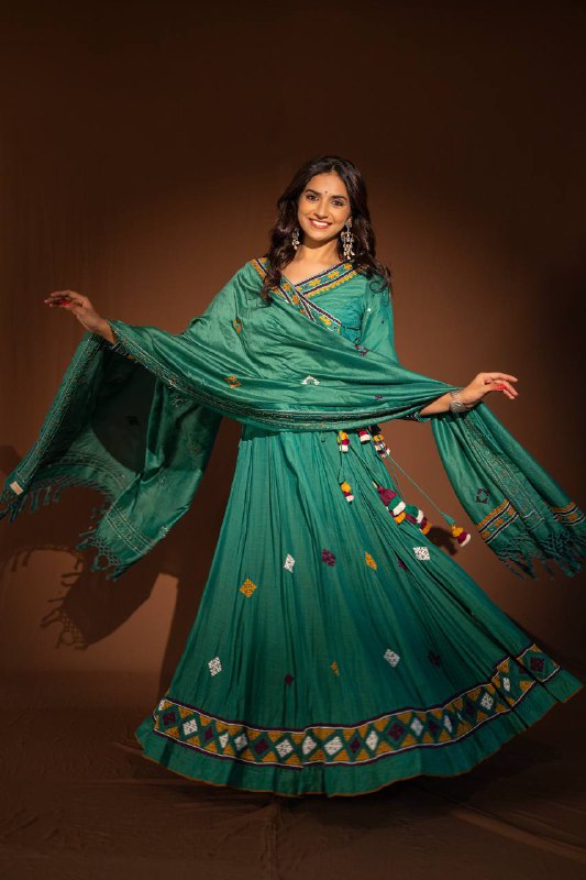 Rama Green Aari Work Lehenga-Choli