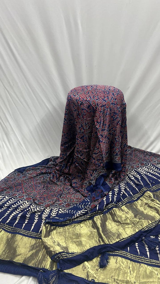 Blue Ajrakh Duppata