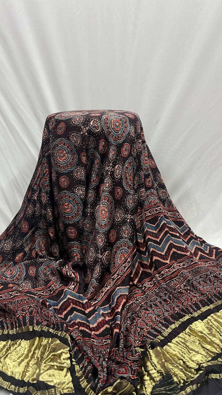 Black Ajrakh Hand-Printed Duppata
