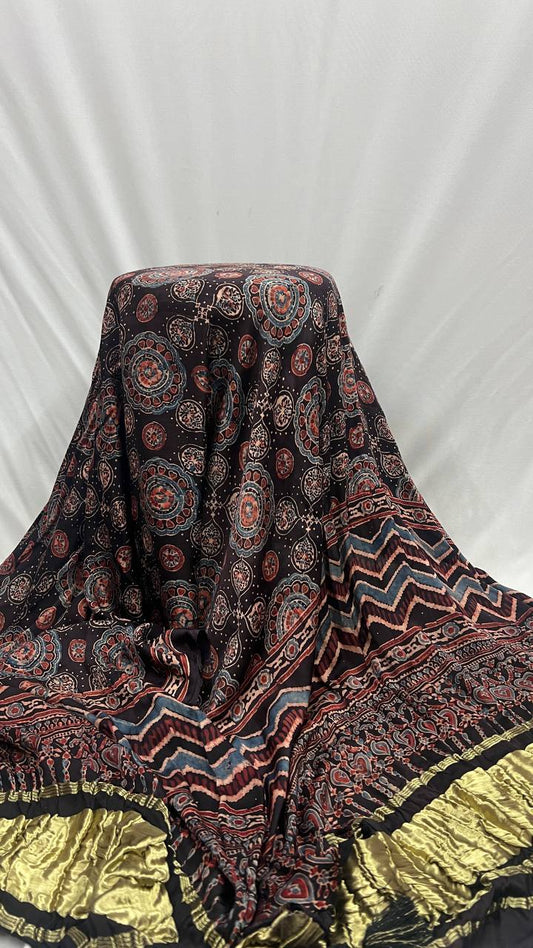 Black Ajrakh Hand-Printed Duppata