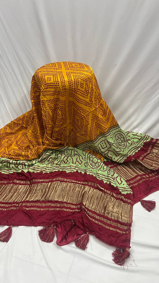 Mustard bandhani dupatta