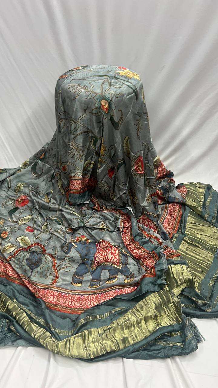 grey ditial print dupatta