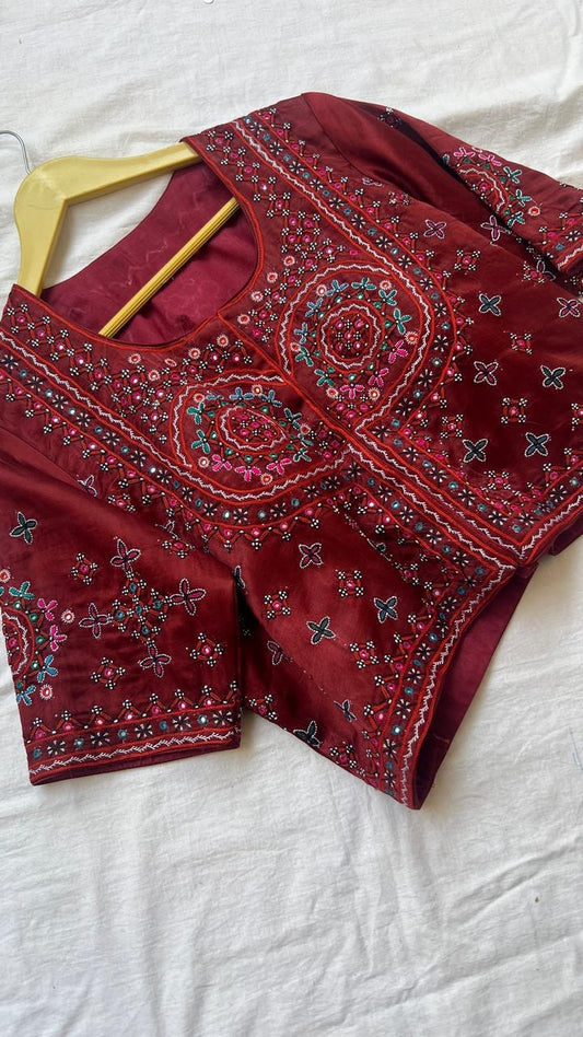 Maroon kutchi blouse