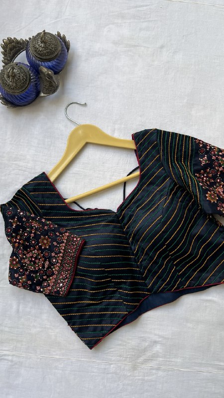 Navy blue kutchi blouse