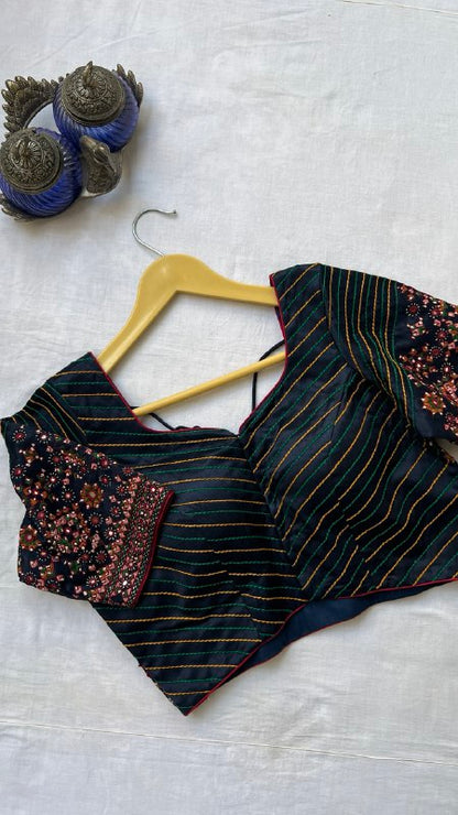 Navy blue kutchi blouse