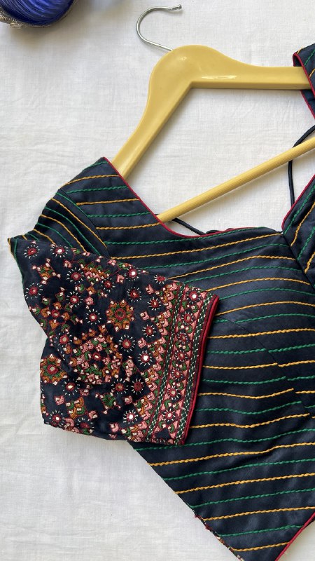 Navy blue kutchi blouse