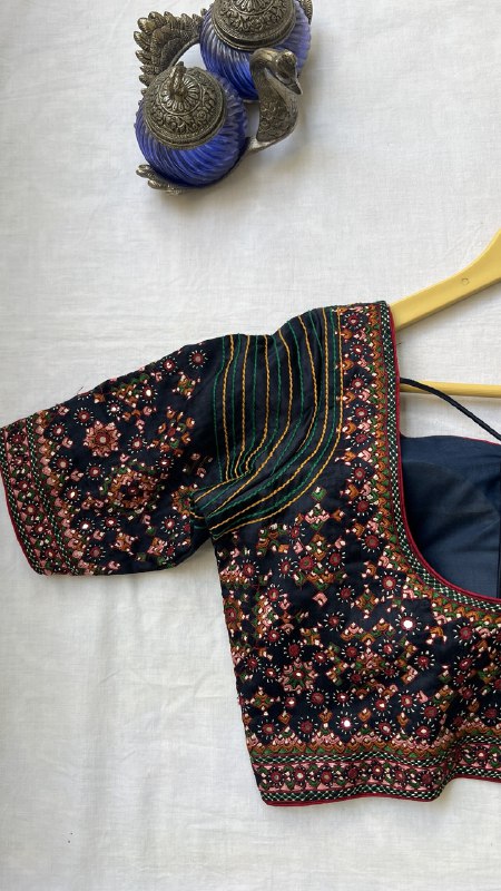 Navy blue kutchi blouse