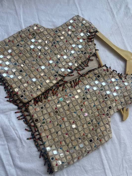 Cream mirror navratri jacket