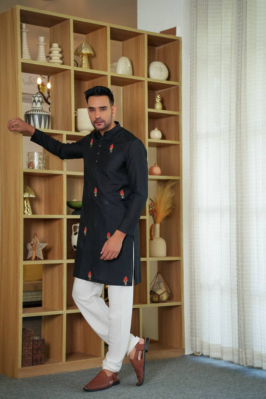 Black kurta-set For Men